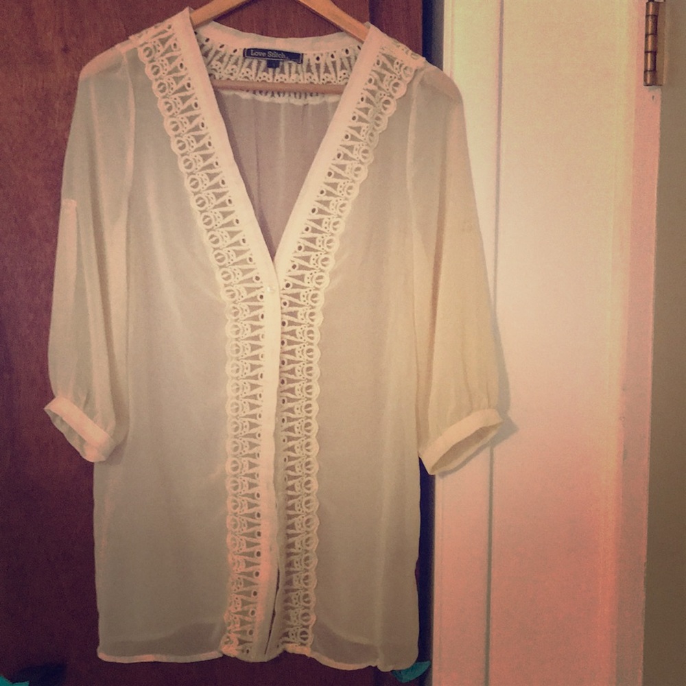 Sheer ivory tunic